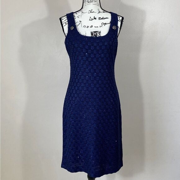 St. John Check Knit Sequin Dress size 4 - Picture 6 of 13